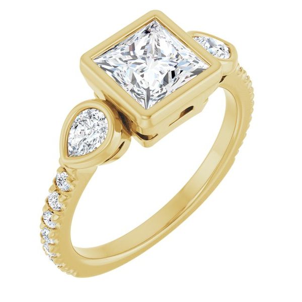 Bezel-Set Three-Stone Engagement Ring