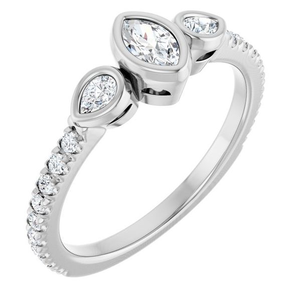 Bezel-Set Three-Stone Engagement Ring
