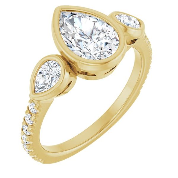 Bezel-Set Three-Stone Engagement Ring