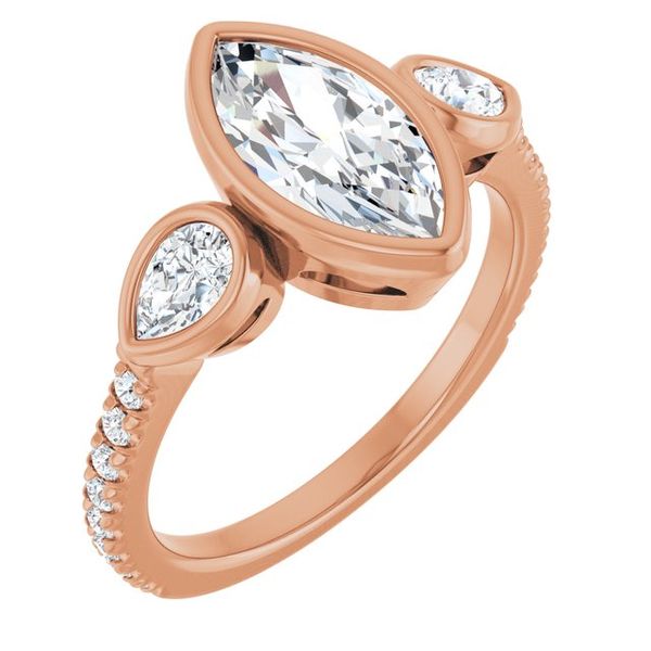 Bezel-Set Three-Stone Engagement Ring
