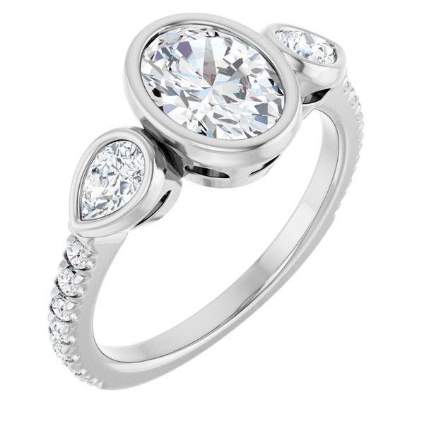 Bezel-Set Three-Stone Engagement Ring