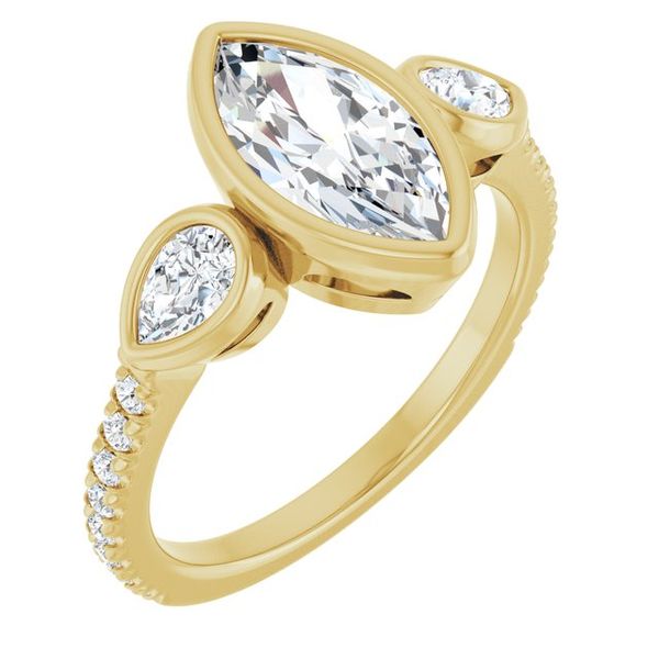 Bezel-Set Three-Stone Engagement Ring