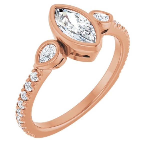 Bezel-Set Three-Stone Engagement Ring