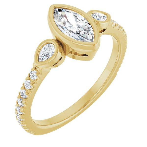 Bezel-Set Three-Stone Engagement Ring