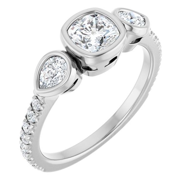 Bezel-Set Three-Stone Engagement Ring