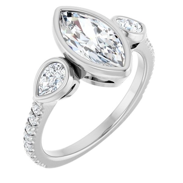 Bezel-Set Three-Stone Engagement Ring