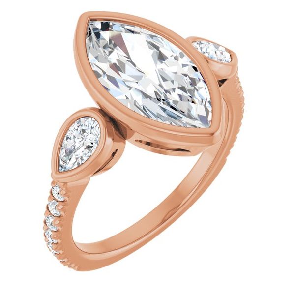 Bezel-Set Three-Stone Engagement Ring