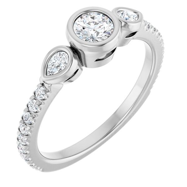 Bezel-Set Three-Stone Engagement Ring