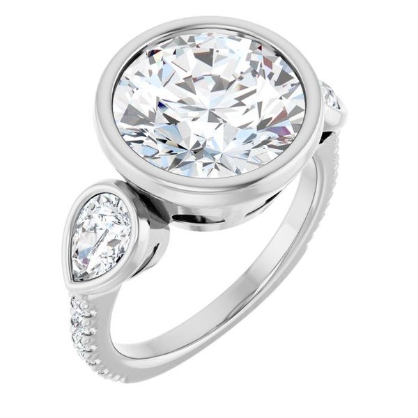 Bezel-Set Three-Stone Engagement Ring