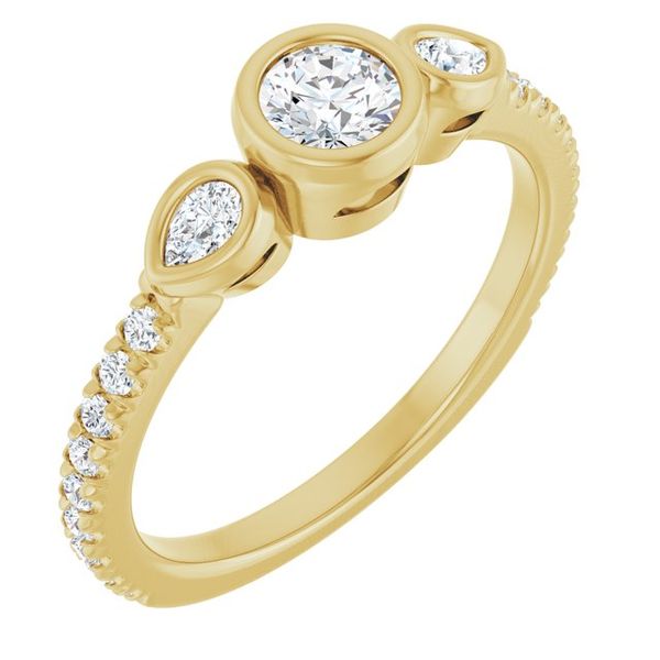 Bezel-Set Three-Stone Engagement Ring