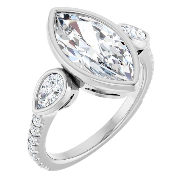 Bezel-Set Three-Stone Engagement Ring