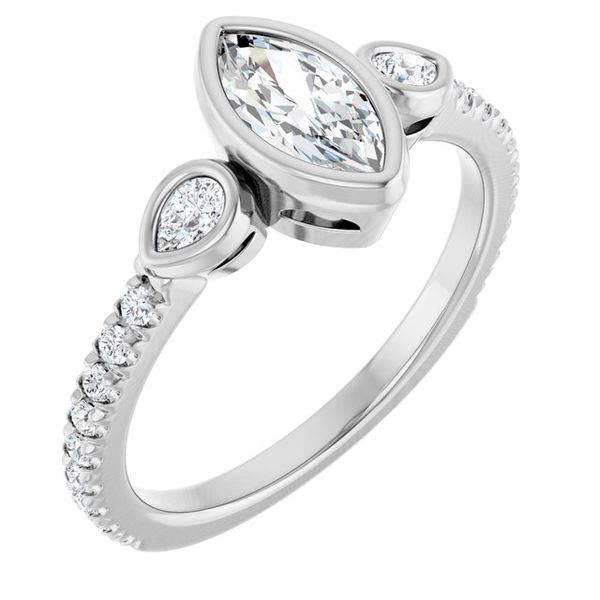 Bezel-Set Three-Stone Engagement Ring