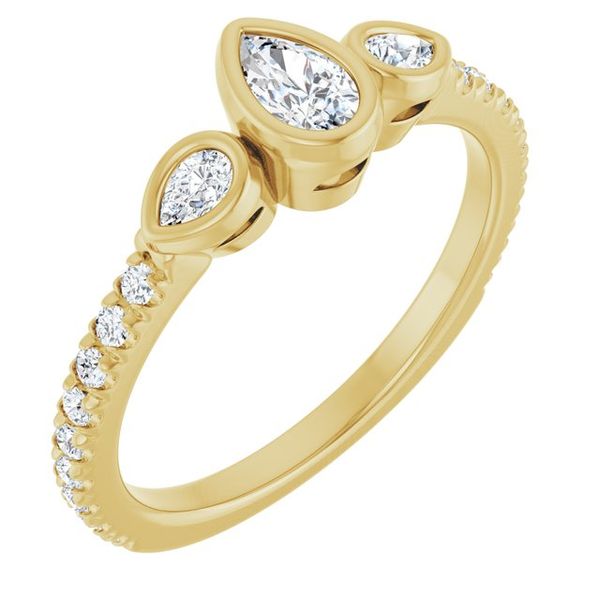 Bezel-Set Three-Stone Engagement Ring