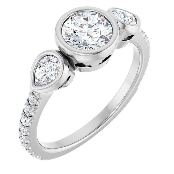 Bezel-Set Three-Stone Engagement Ring