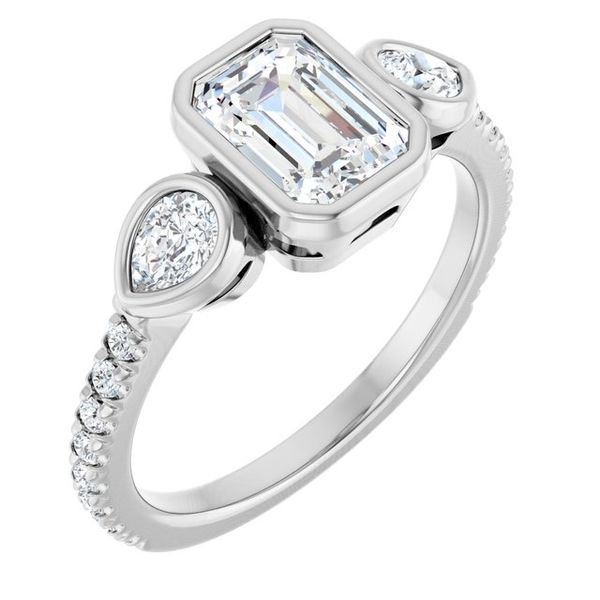 Bezel-Set Three-Stone Engagement Ring