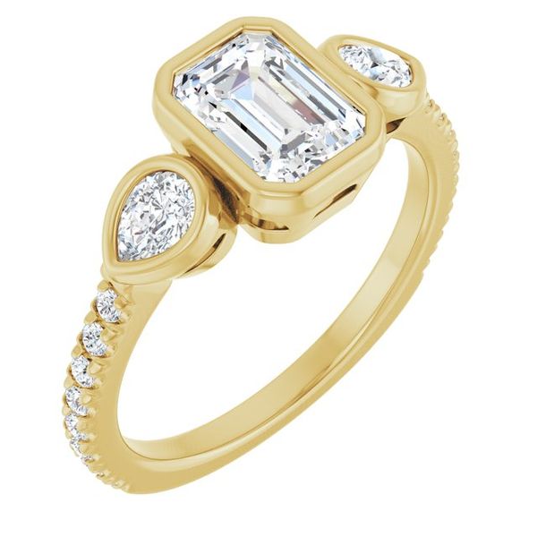 Bezel-Set Three-Stone Engagement Ring
