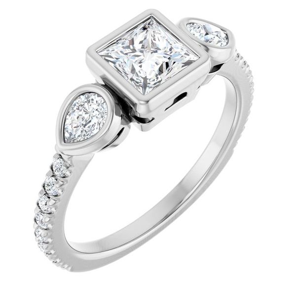 Bezel-Set Three-Stone Engagement Ring
