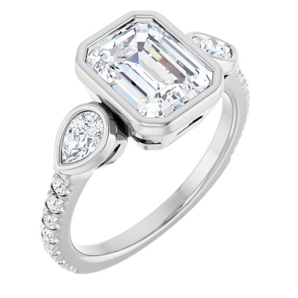Bezel-Set Three-Stone Engagement Ring