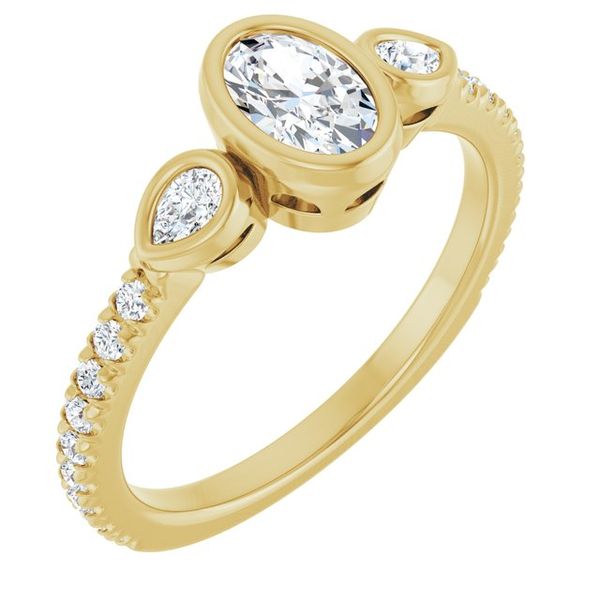 Bezel-Set Three-Stone Engagement Ring