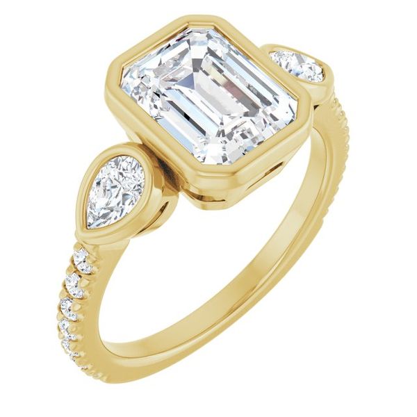 Bezel-Set Three-Stone Engagement Ring