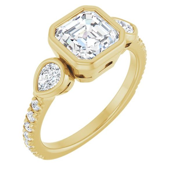 Bezel-Set Three-Stone Engagement Ring