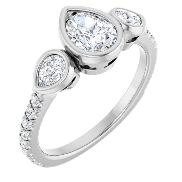 Bezel-Set Three-Stone Engagement Ring