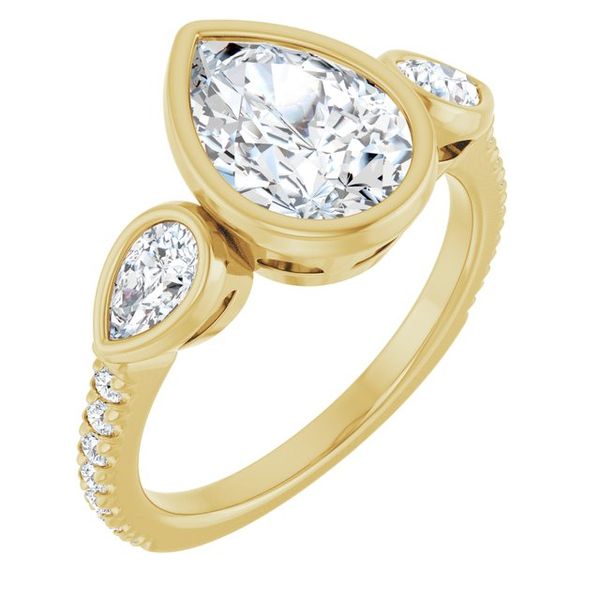 Bezel-Set Three-Stone Engagement Ring