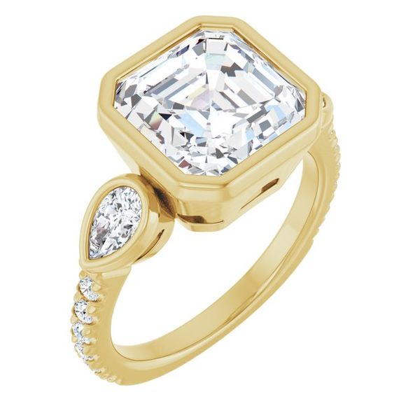 Bezel-Set Three-Stone Engagement Ring