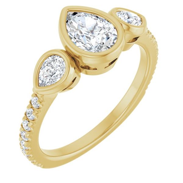 Bezel-Set Three-Stone Engagement Ring