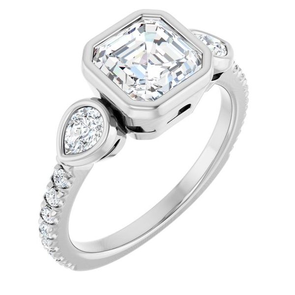 Bezel-Set Three-Stone Engagement Ring