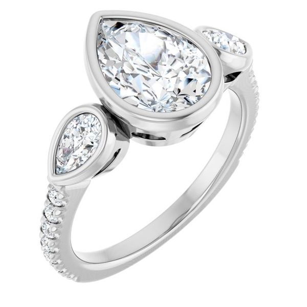 Bezel-Set Three-Stone Engagement Ring