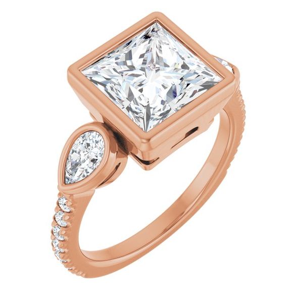 Bezel-Set Three-Stone Engagement Ring