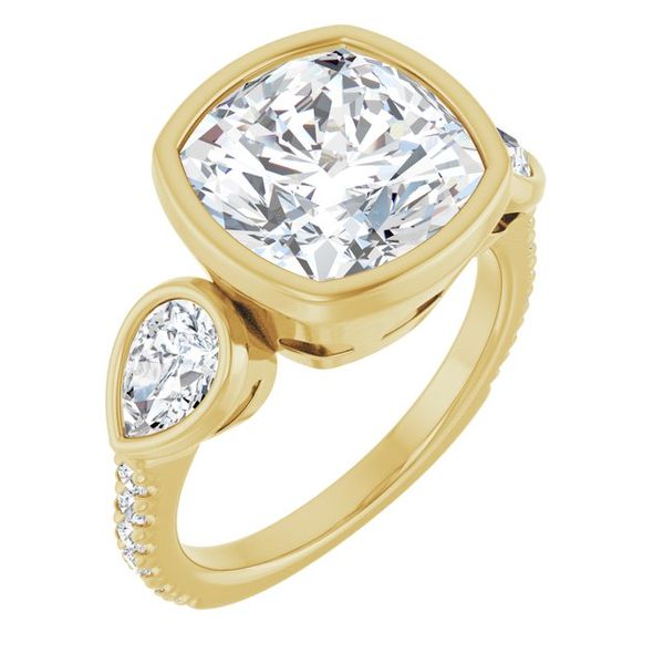 Bezel-Set Three-Stone Engagement Ring