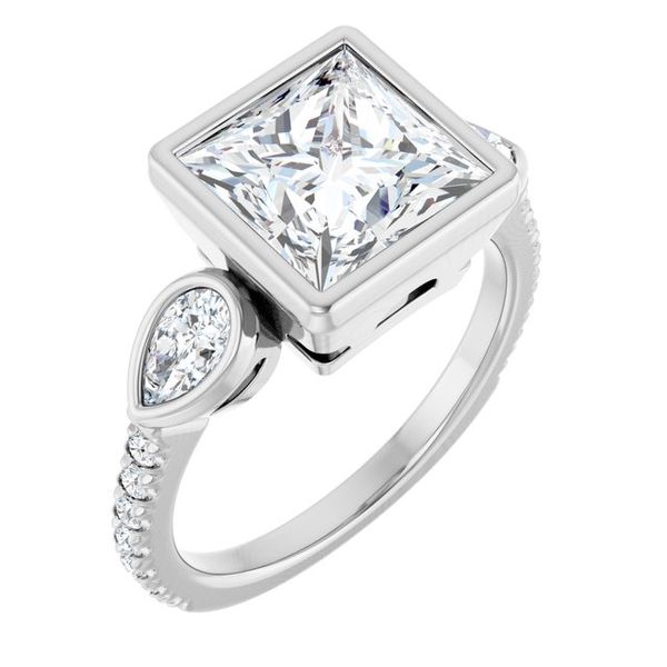 Bezel-Set Three-Stone Engagement Ring