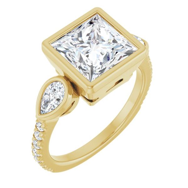 Bezel-Set Three-Stone Engagement Ring