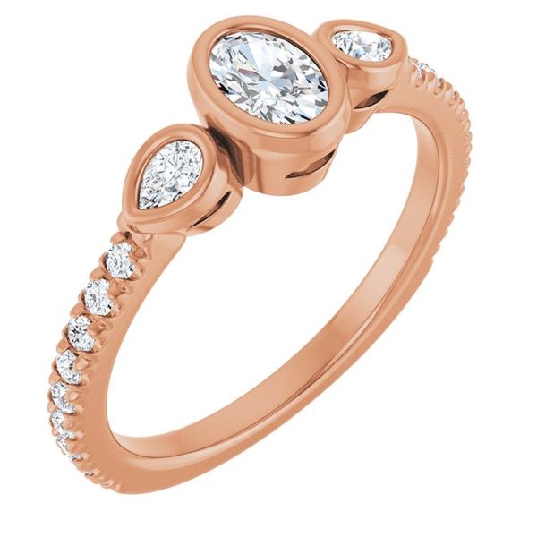 Bezel-Set Three-Stone Engagement Ring