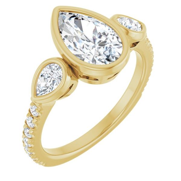 Bezel-Set Three-Stone Engagement Ring
