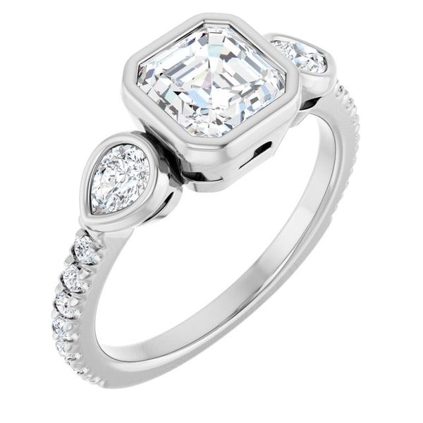 Bezel-Set Three-Stone Engagement Ring
