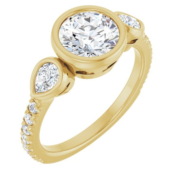 Bezel-Set Three-Stone Engagement Ring