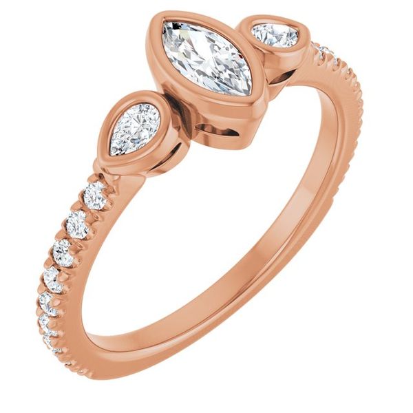 Bezel-Set Three-Stone Engagement Ring