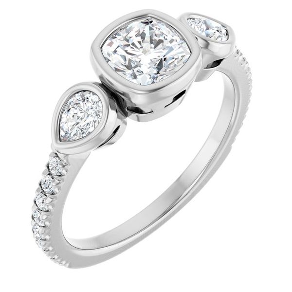 Bezel-Set Three-Stone Engagement Ring