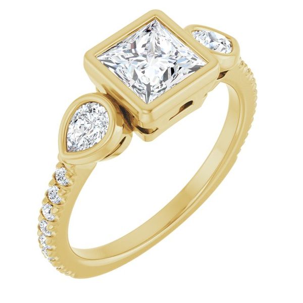 Bezel-Set Three-Stone Engagement Ring