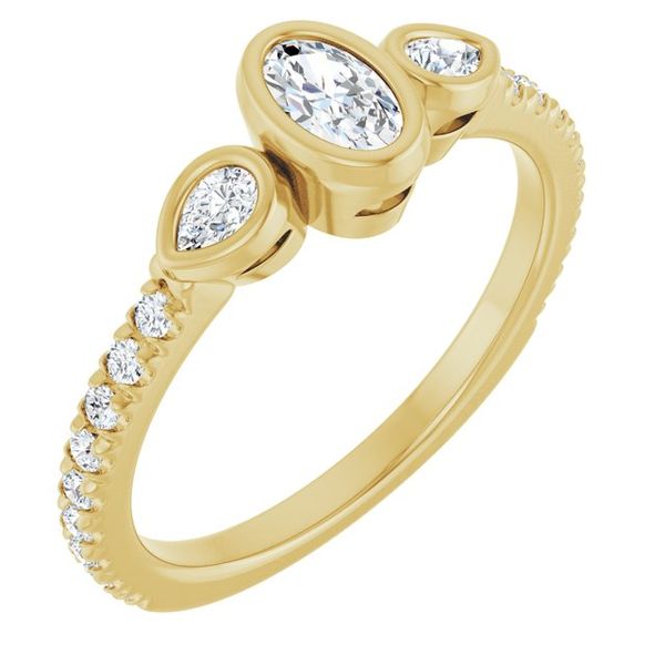 Bezel-Set Three-Stone Engagement Ring