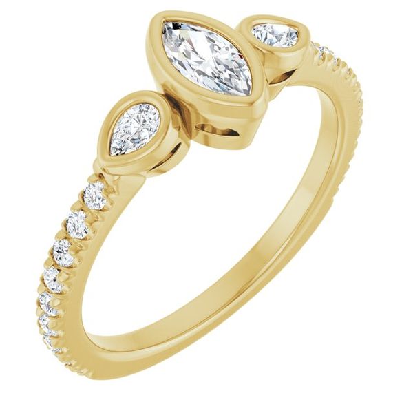Bezel-Set Three-Stone Engagement Ring