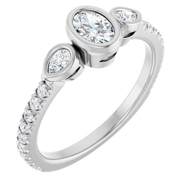 Bezel-Set Three-Stone Engagement Ring