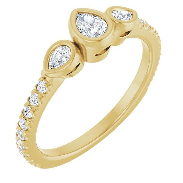 Bezel-Set Three-Stone Engagement Ring