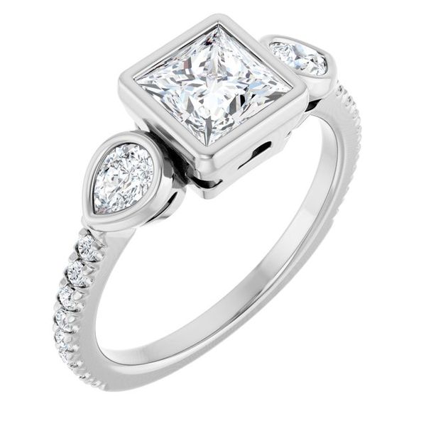 Bezel-Set Three-Stone Engagement Ring