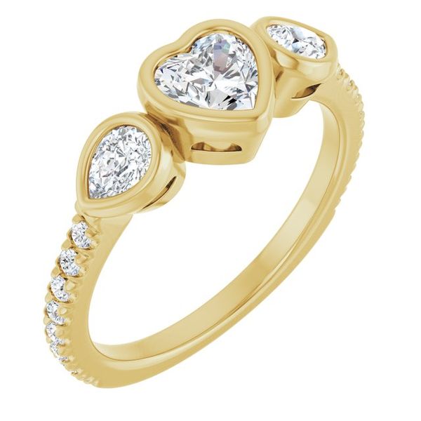 Bezel-Set Three-Stone Engagement Ring