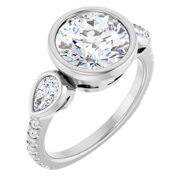 Bezel-Set Three-Stone Engagement Ring