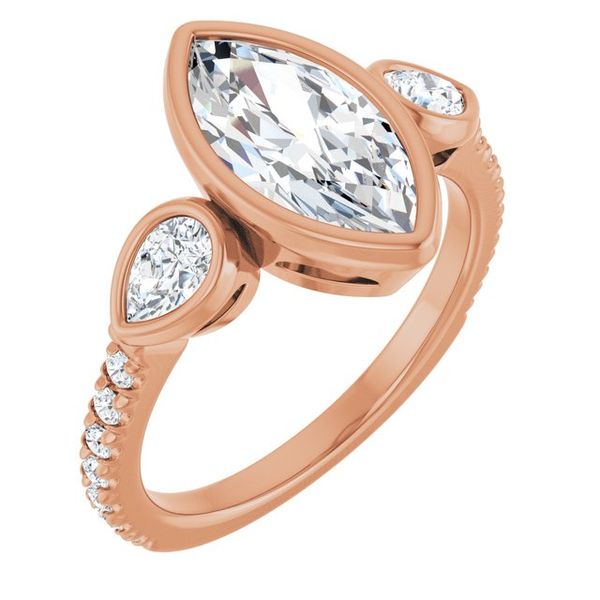 Bezel-Set Three-Stone Engagement Ring